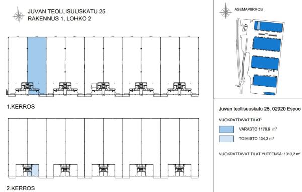 Juvan Teollisuuskatu 25, Espoo, 1329 m&sup2; varasto, toimisto
