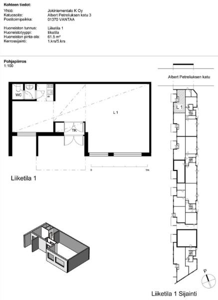 Albert Petreliuksen katu 3, Vantaa, 62 m&sup2; liiketila, toimisto