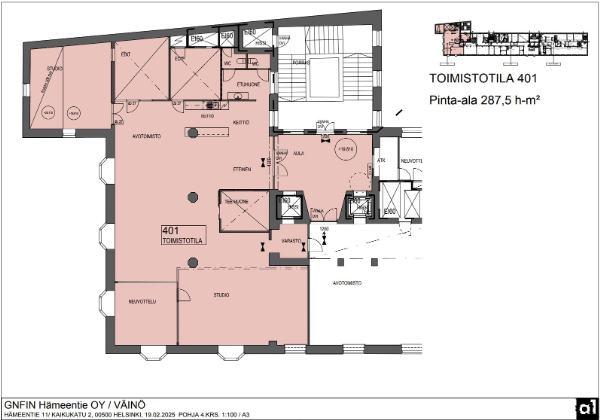 H&auml;meentie 11, Helsinki, 288 m&sup2; toimisto